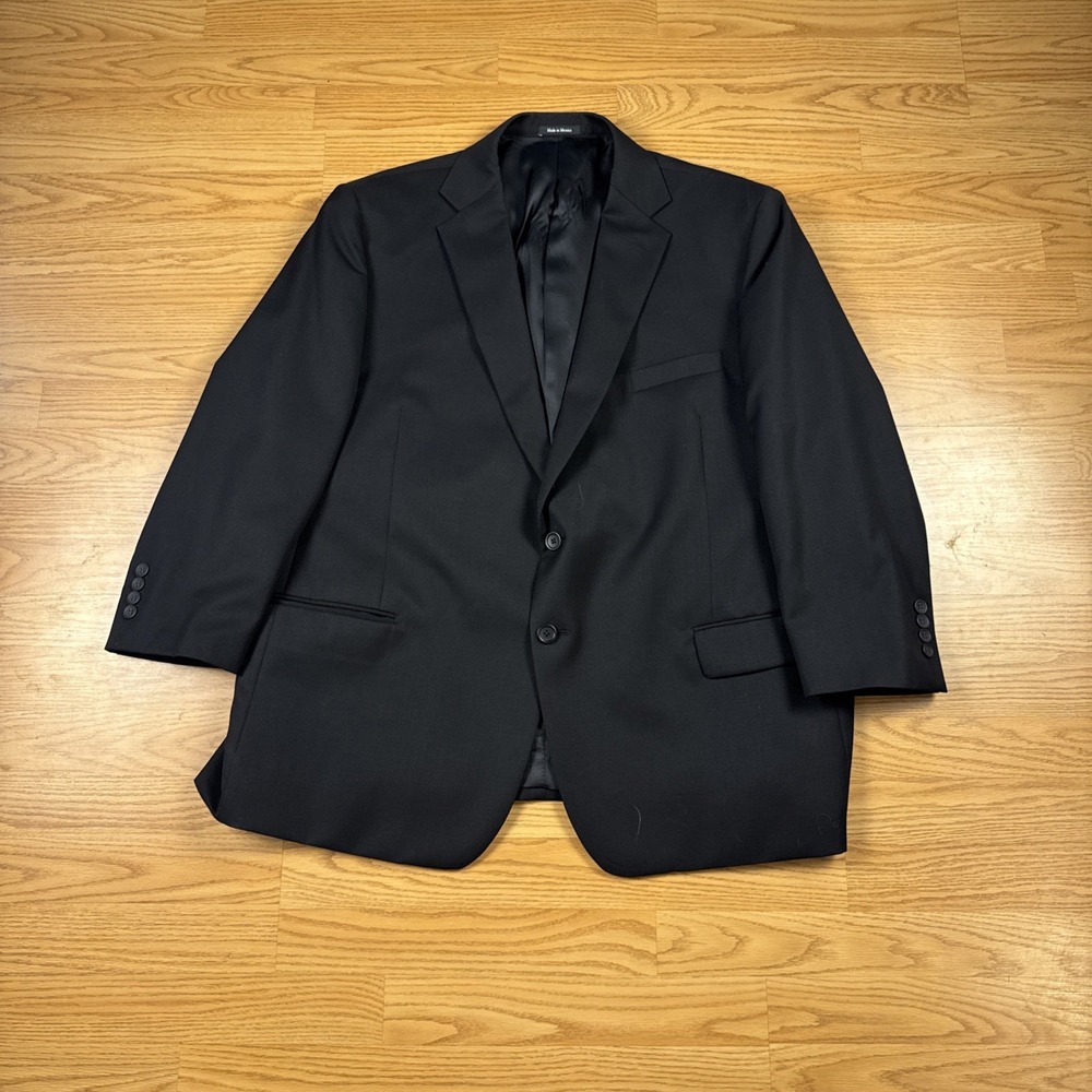 Pronto Uomo Platinum Blazer Mens 46 Short Black Wool 2 Button Jacket